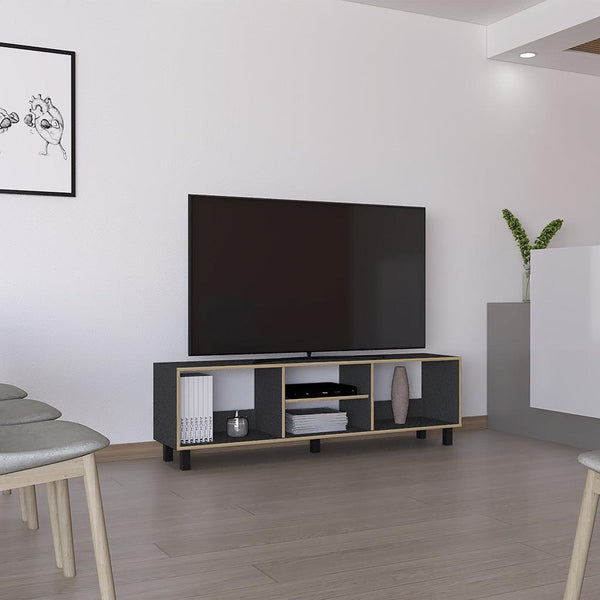 Mueble Multiusos Tunez, Wengue y Café Claro Para Televisor Hasta 70 Pulgadas - VIRTUAL MUEBLES