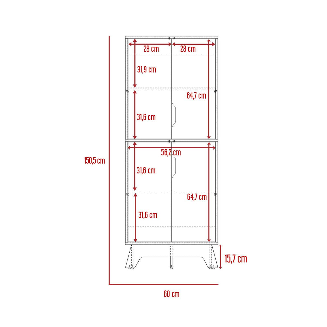 Alacena Aqua, Blanco y Café Claro, con Cuatro Puertas Abatibles - VIRTUAL MUEBLES