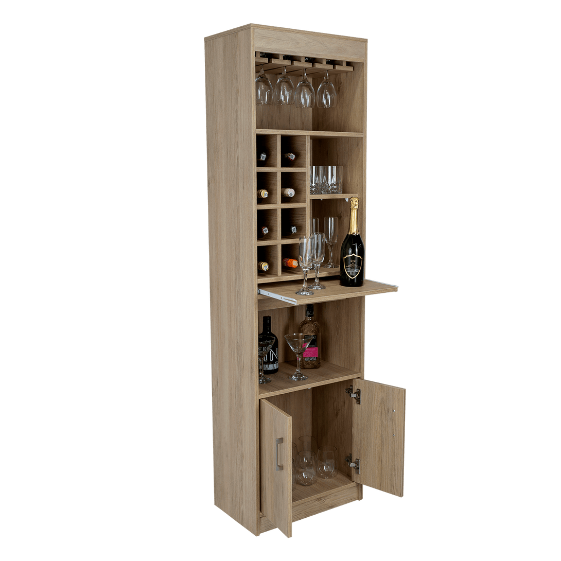 Bar Celeste, Beige, Dos Puertas, Espacio Para Copas y Vino - VIRTUAL MUEBLES