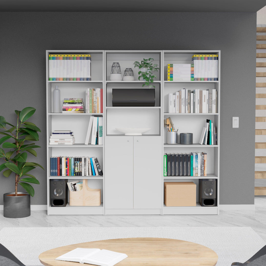 Combo de Bibliotecas Home Eco, Blanco Incluye Tres Bibliotecas - VIRTUAL MUEBLES