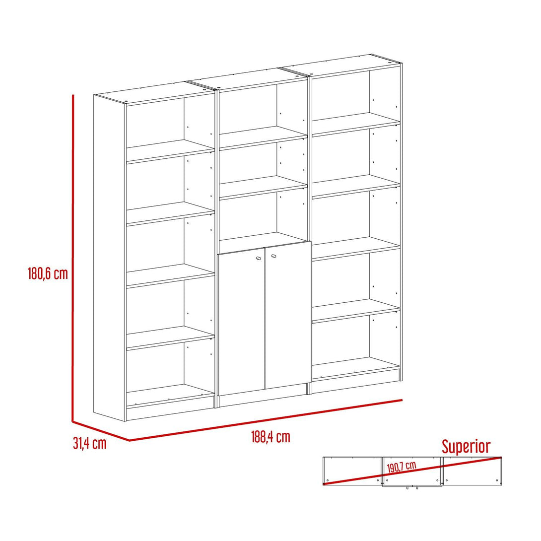 Combo de Bibliotecas Home Eco, Blanco Incluye Tres Bibliotecas - VIRTUAL MUEBLES