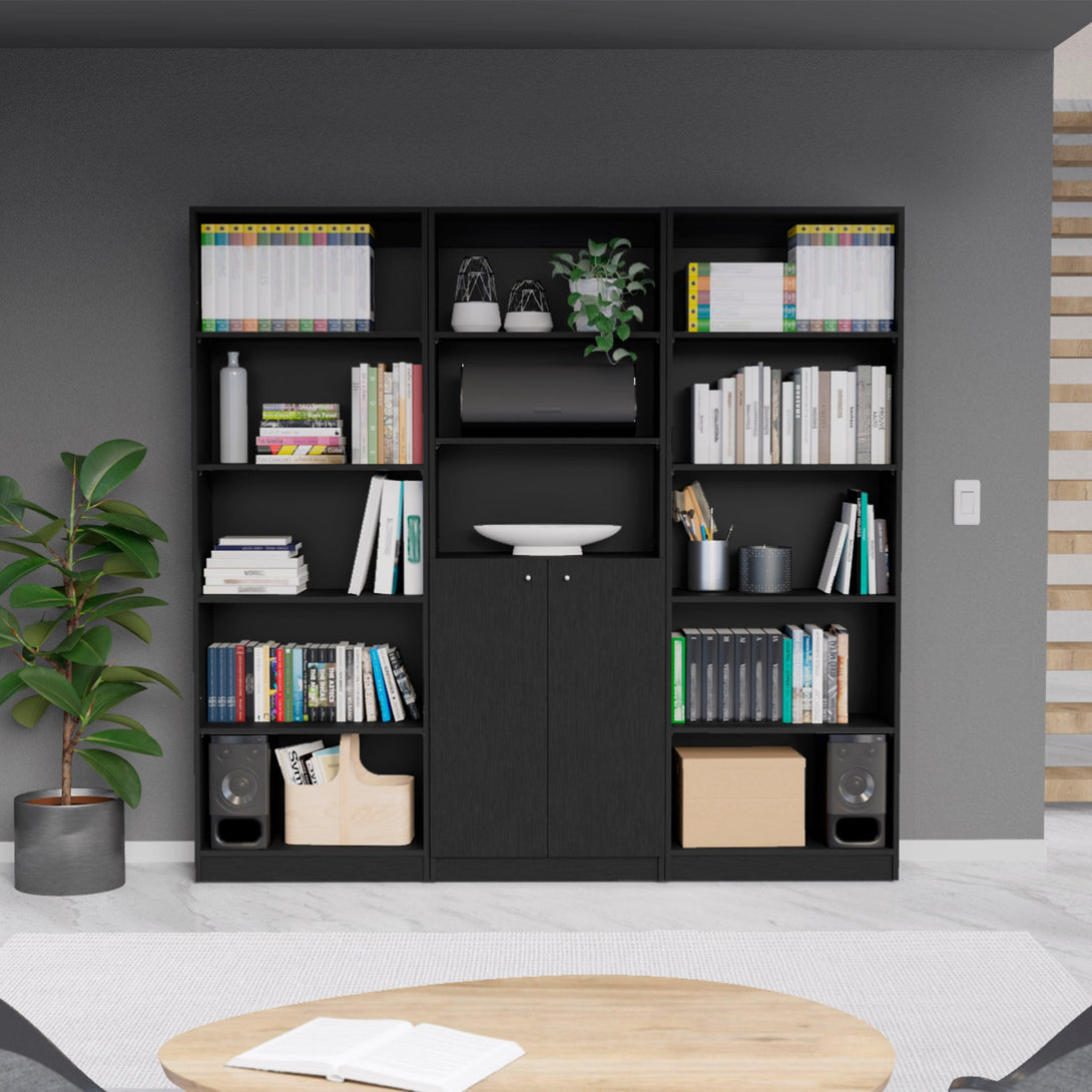 Combo de Bibliotecas Home, Wengue Incluye Tres Bibliotecas - VIRTUAL MUEBLES