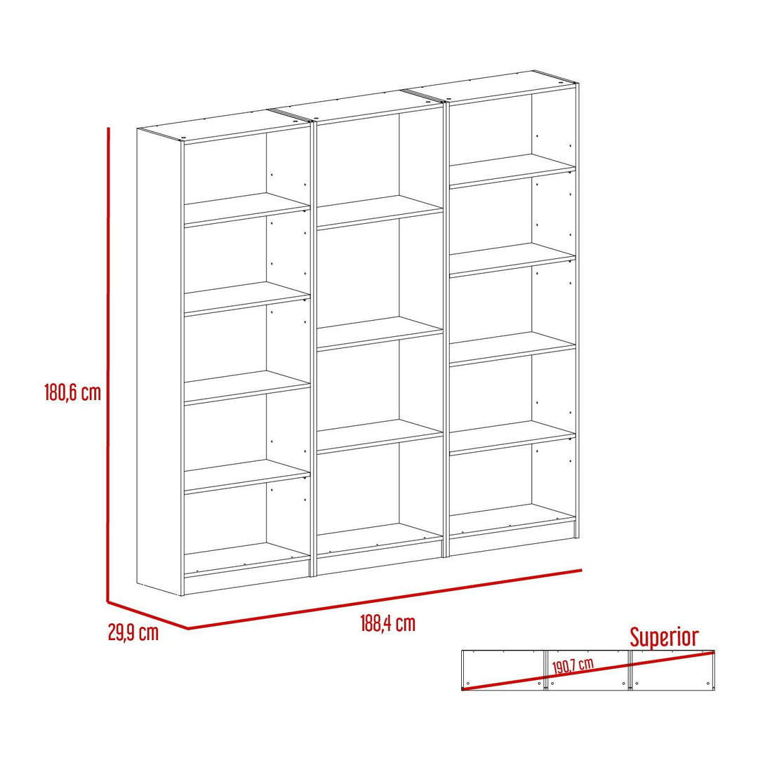 Combo de Bibliotecas Home, Blanco Incluye Tres Bibliotecas - VIRTUAL MUEBLES