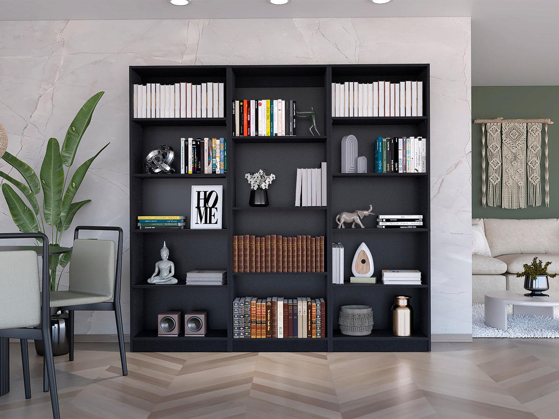 Combo de Bibliotecas Home, Wengue Incluye Tres Bibliotecas - VIRTUAL MUEBLES