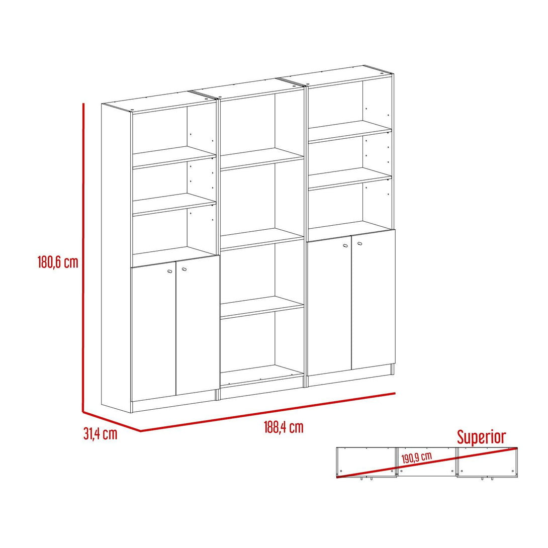 Combo de Bibliotecas Home, Blanco Incluye Tres Bibliotecas - VIRTUAL MUEBLES