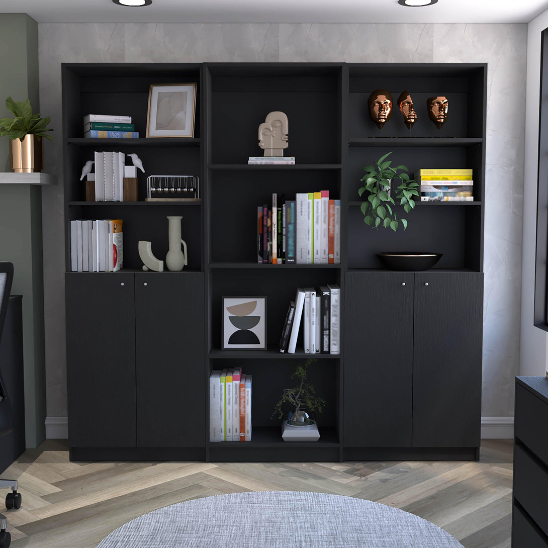 Combo de Bibliotecas Home, Wengue Incluye Tres Bibliotecas - VIRTUAL MUEBLES