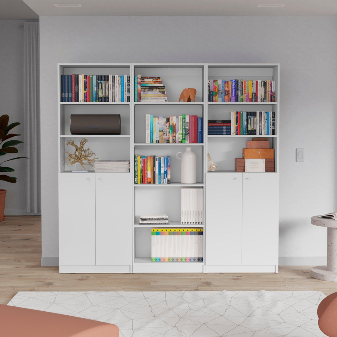 Combo de Bibliotecas Home, Blanco Incluye Tres Bibliotecas - VIRTUAL MUEBLES