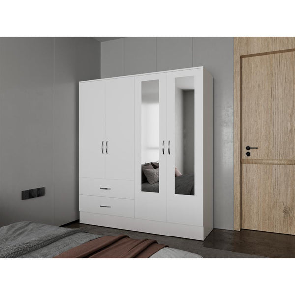 Closet Quiles 160, Blanco Kronos, con Espejo, Tubo Para Colgar Ropa, tres Puertas Abatibles ZF