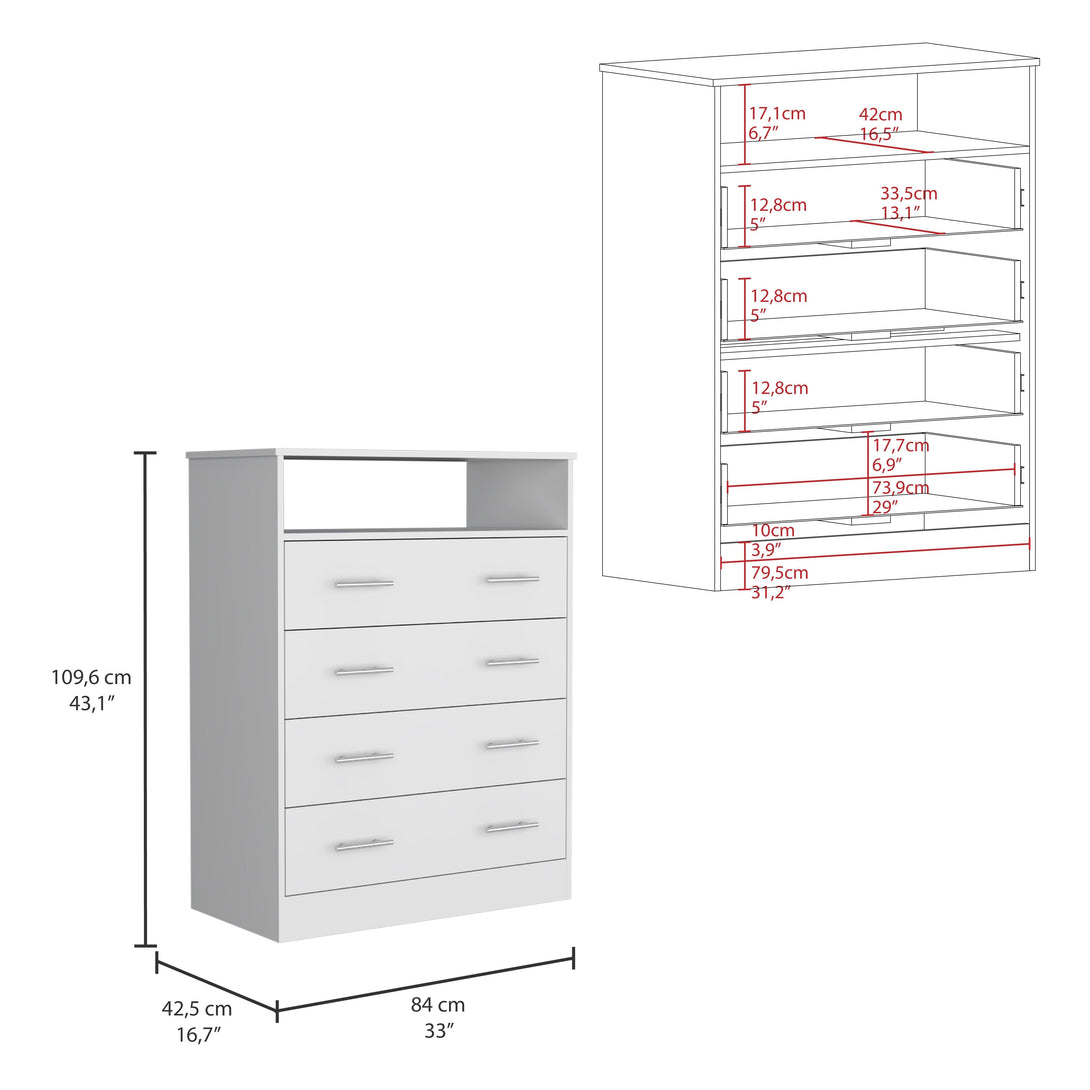 Organizador Barlovento, Blanco con Cuatro Cajones ZF - VIRTUAL MUEBLES