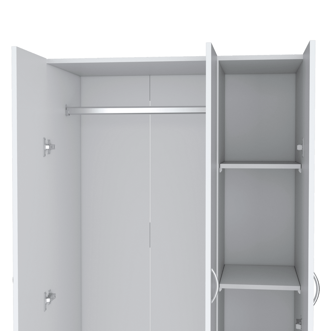 Closet Orbe, Blanco Duqueza, con dos cajones, cuatro entrepaños y tubo cromado ZF - VIRTUAL MUEBLES