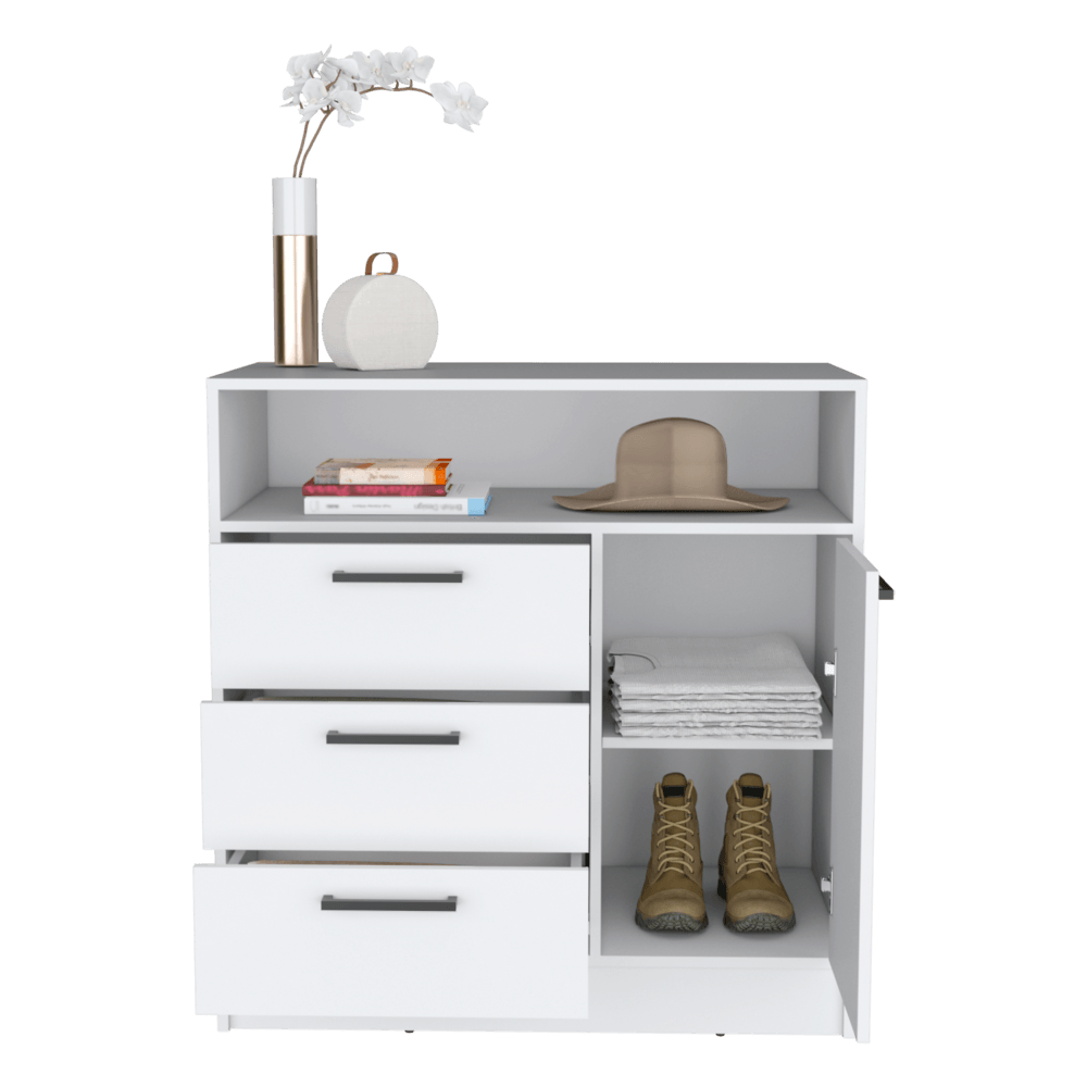 Organizador Omex, Blanco, con Tres Cajones y Una Puerta Abatible ZF - VIRTUAL MUEBLES