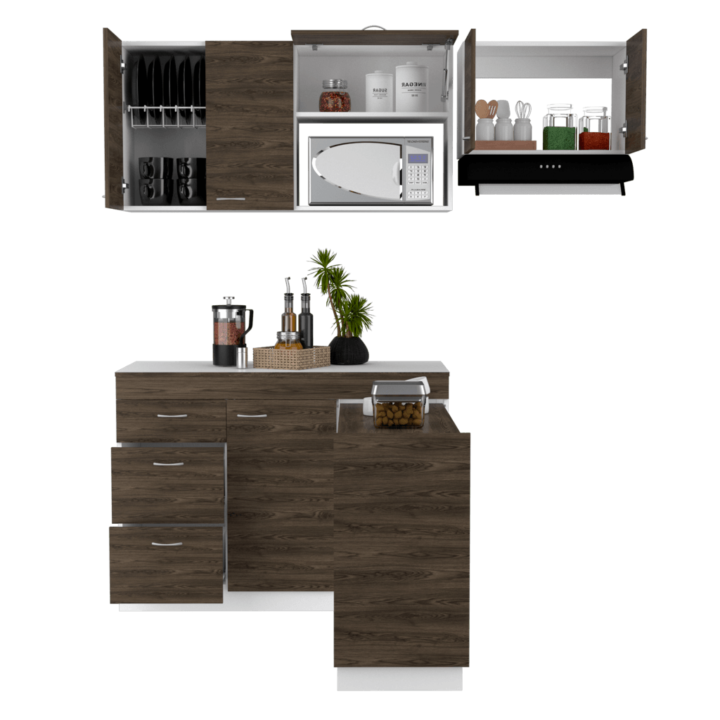 Cocina Integral Amatista color Chocolate y Blanco.