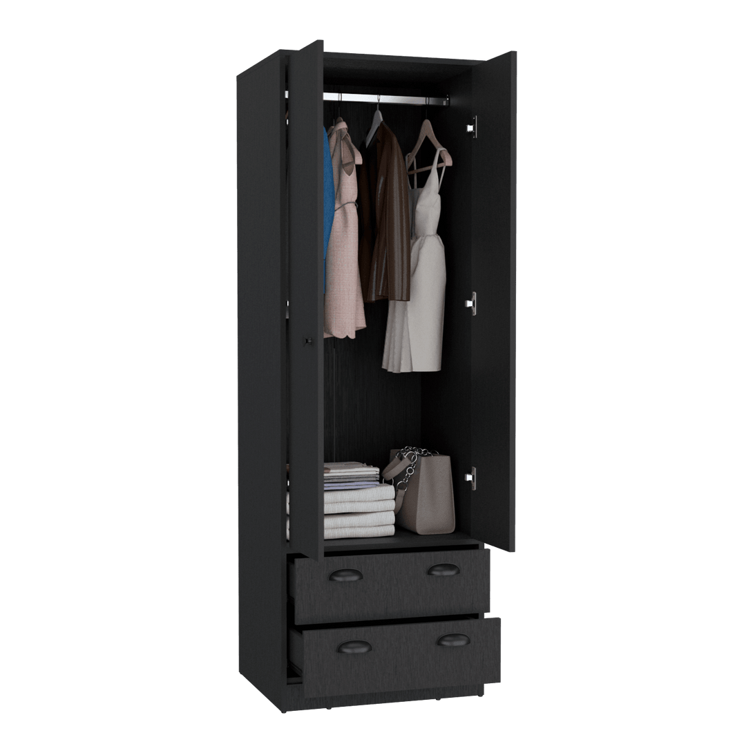 Closet Dulis, Wengue, con dos puertas batientes y dos cajones ZF - VIRTUAL MUEBLES