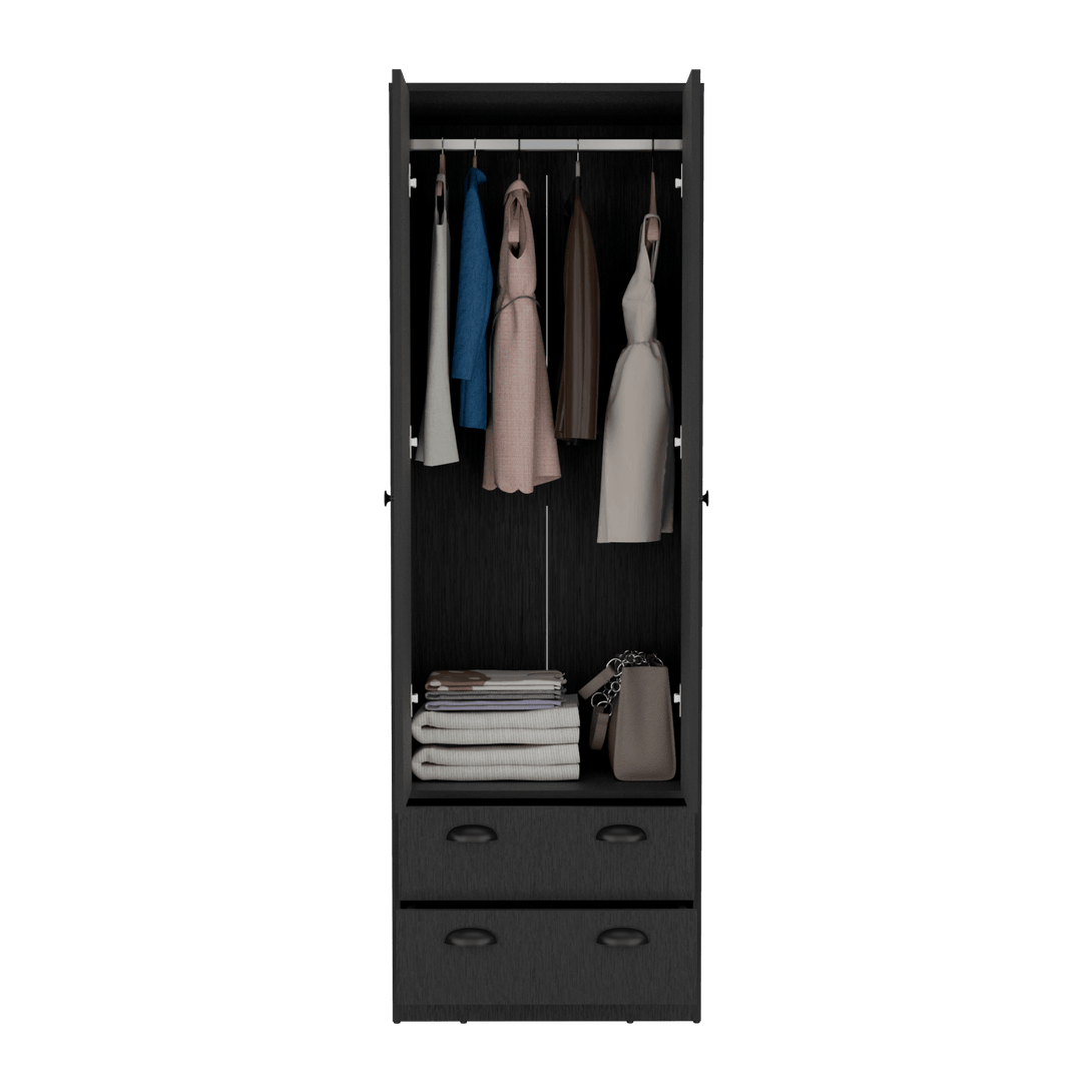 Closet Dulis, Wengue, con dos puertas batientes y dos cajones ZF - VIRTUAL MUEBLES