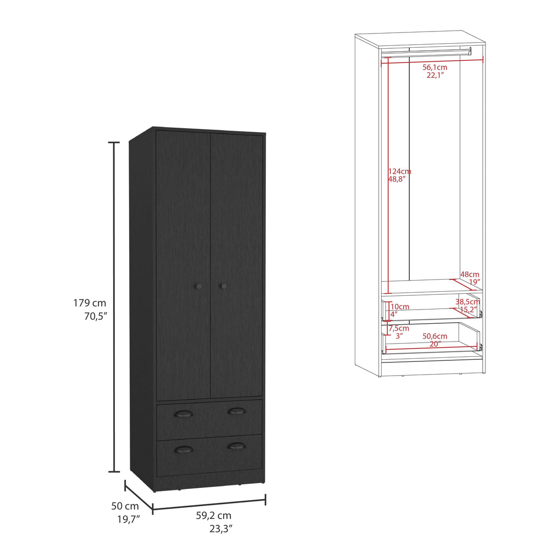 Closet Dulis, Wengue, con dos puertas batientes y dos cajones ZF - VIRTUAL MUEBLES