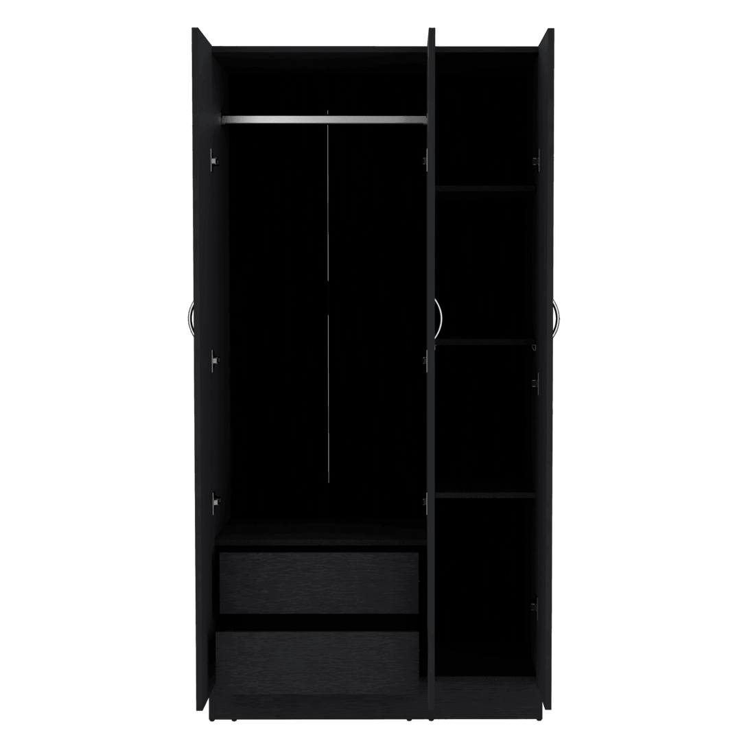 Closet Orbe, Wengue con dos cajones, 4 entrepaños y tubo cromado ZF - VIRTUAL MUEBLES