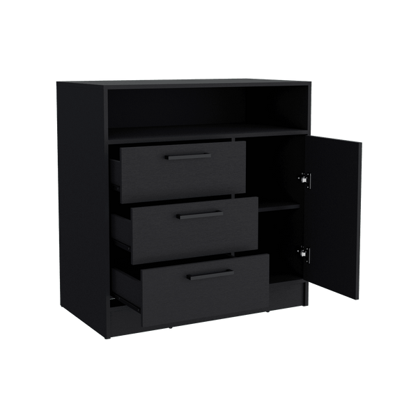 Organizador Omex, Wengue, con Tres Cajones y Una Puerta Abatible ZF - VIRTUAL MUEBLES