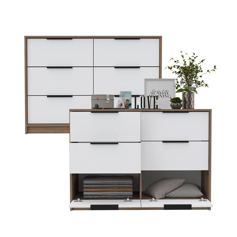 Organizador Wesley, Miel y Blanco, con 4 Cajones X2 - VIRTUAL MUEBLES