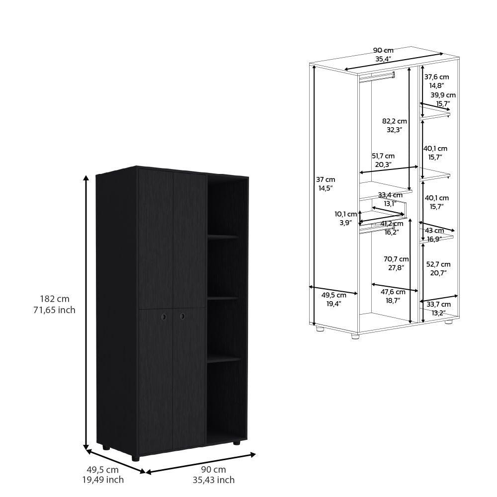 Closet Mandi, Wengue, con Dos Tubos y Un Cajon Deslizable ZF - VIRTUAL MUEBLES