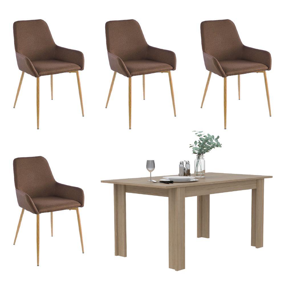 Comedor Lilac Beige Incluye Cuatro Sillas Chocolate y Café Claro.