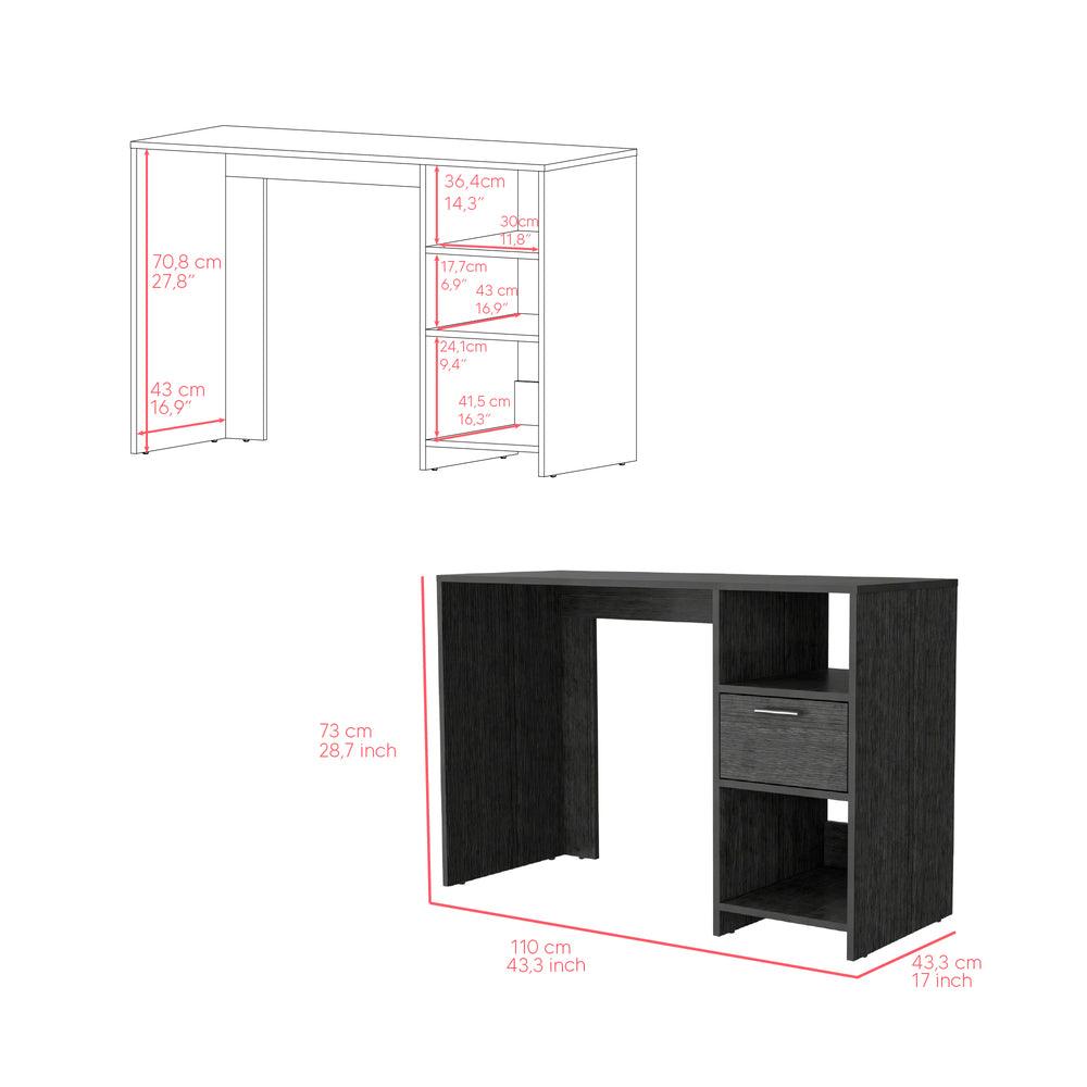 Escritorio Malasia, Gris, con Un Cajón Archivador y Dos Entrepaños ZF - VIRTUAL MUEBLES