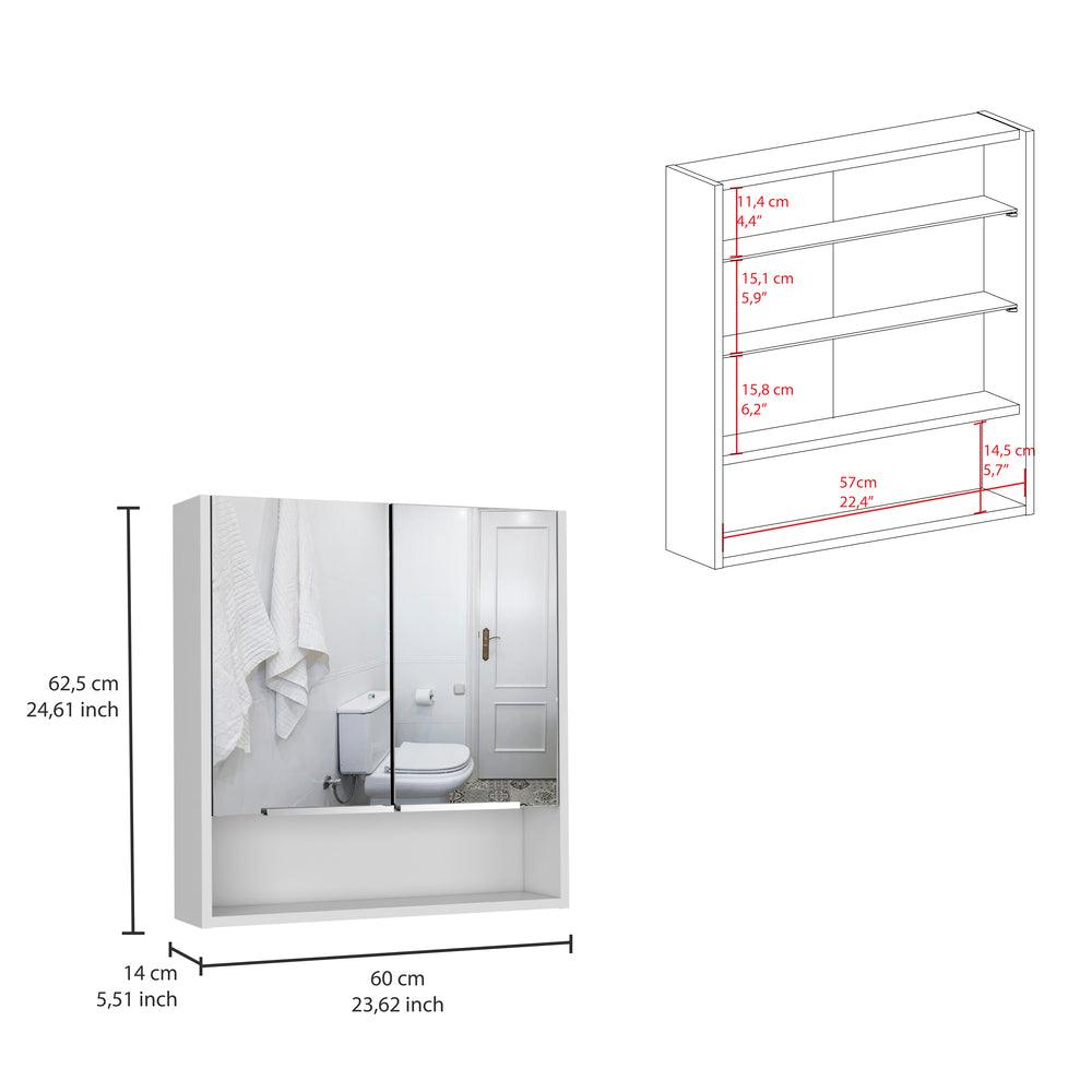 Gabinete de Baño Rawana, Blanco, Incluye Espejo y Entrepaños Para Guardar Objetos de Aseo ZF - VIRTUAL MUEBLES