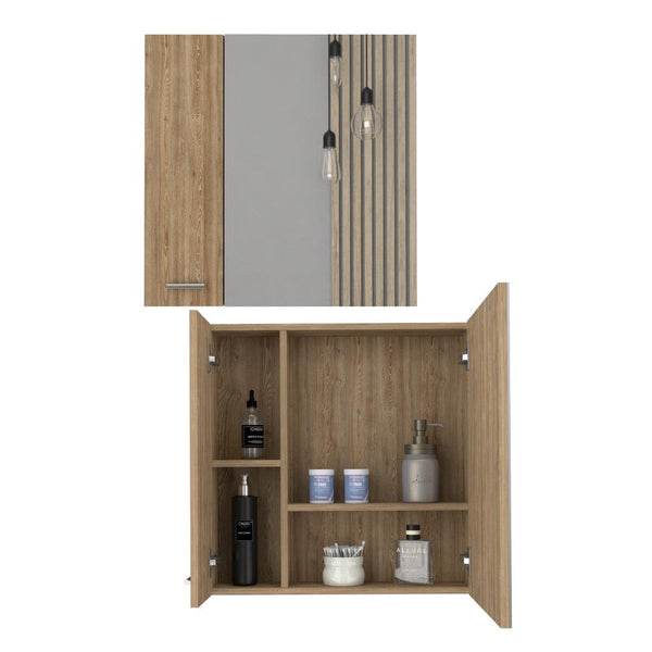 Gabinete de Baño Apolis, Miel, con Puerta Espejo y Dos Entrepaños Para Ubicar Múltiples Objetos ZF X2 - VIRTUAL MUEBLES