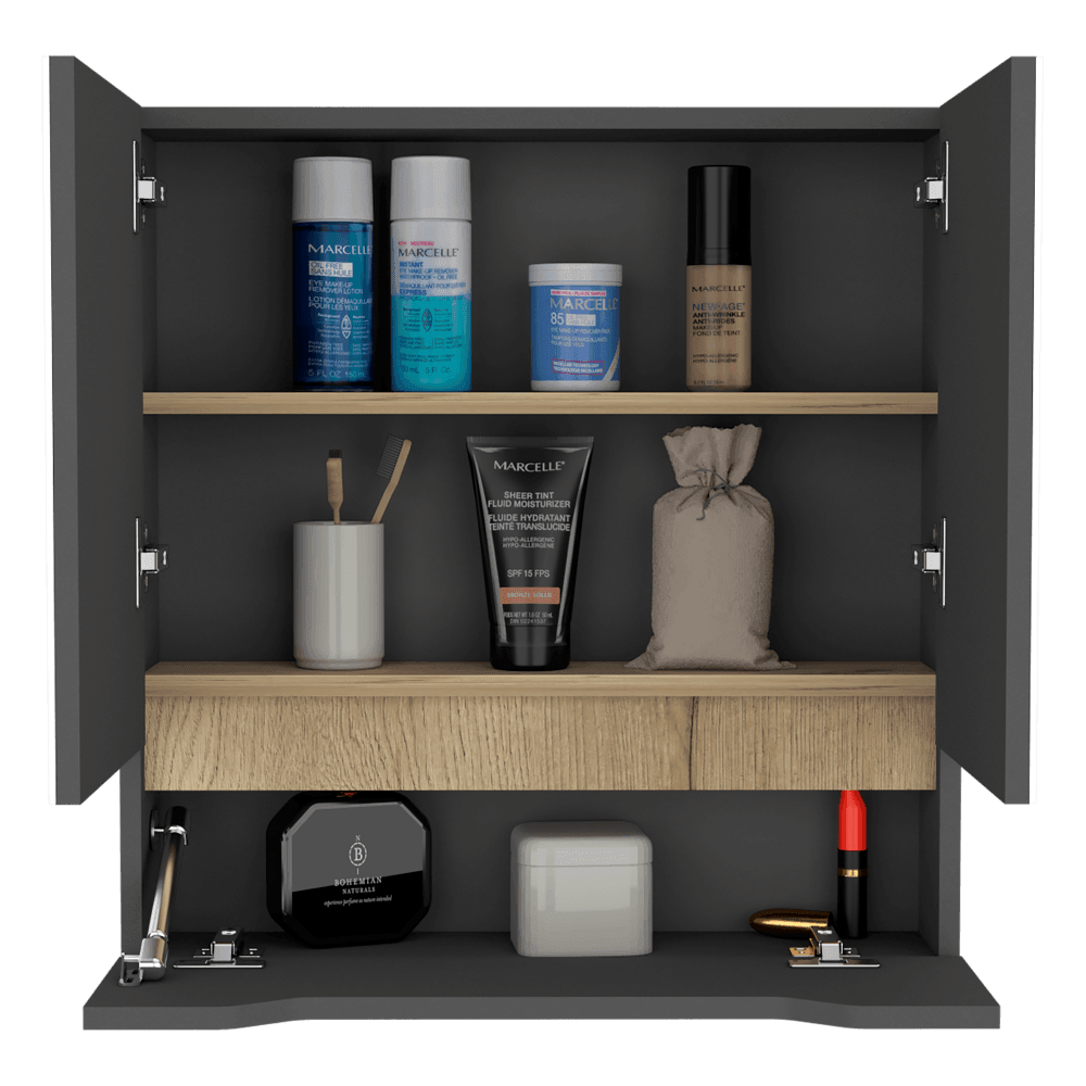 Gabinete De Baño Vicent color Plata Oscuro Y Cafe Claro Para Baño.