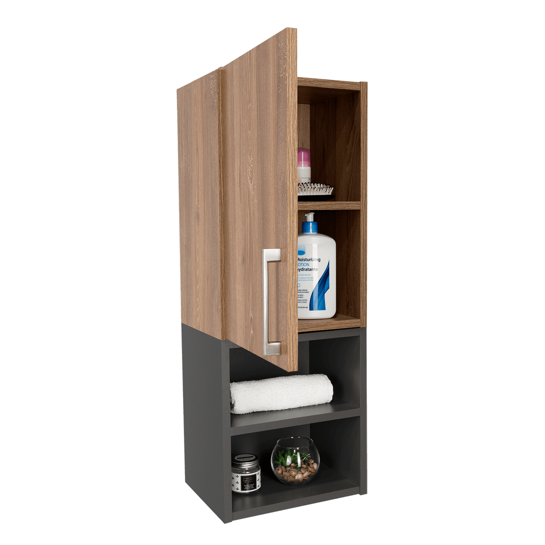 Gabinete de Baño Oporto, Miel y Plata Oscuro, con Espacio Para Guardar Objetos de Aseo Personal - VIRTUAL MUEBLES