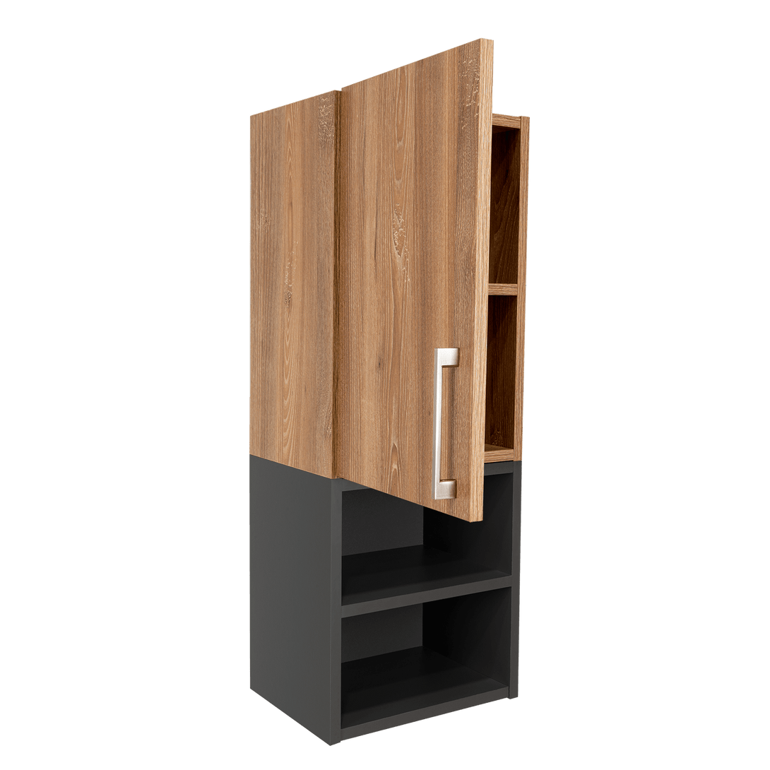 Gabinete de Baño Oporto, Miel y Plata Oscuro, con Espacio Para Guardar Objetos de Aseo Personal - VIRTUAL MUEBLES