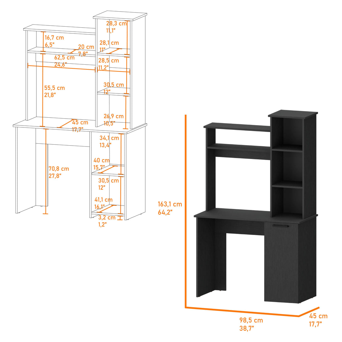 Escritorio Sivak, Wengue, con Una Puerta Abatible y Espacio para Ubicar Objetos ZF - VIRTUAL MUEBLES