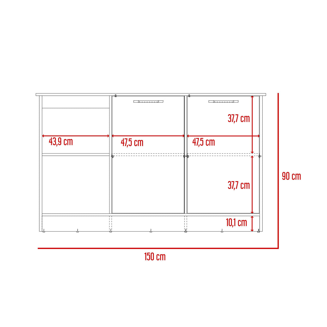 Barra de Cocina Samara, Blanco y Piedra, con Tres Entrepaños ZF - VIRTUAL MUEBLES