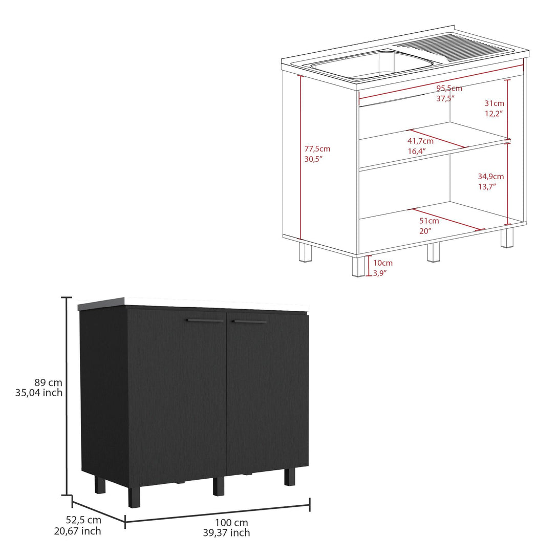 Gabinete Inferior Cantabria, Wengue, Ideal Para Espacio Reducidos ZF - VIRTUAL MUEBLES