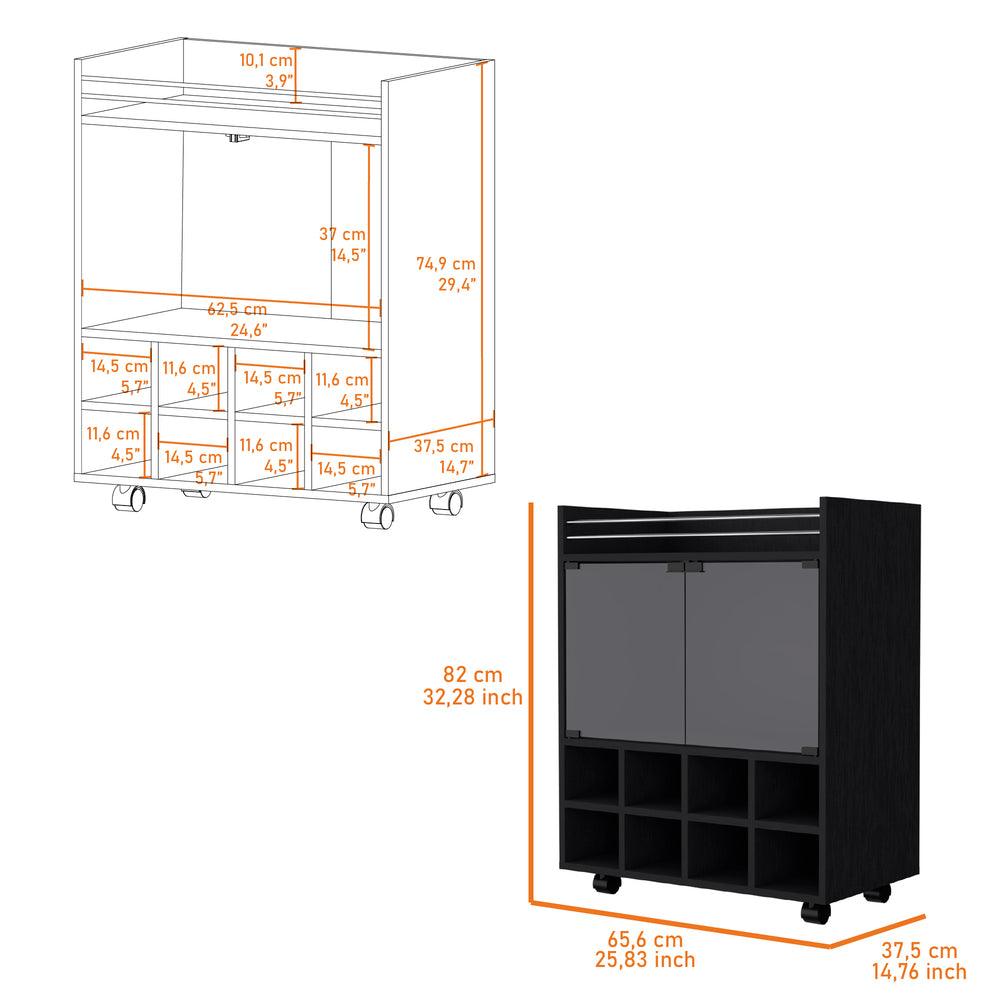 Bar Archipiélago, Wengue, con espacio para organizar licores u objetos decorativos, manijas metalicas ZF - VIRTUAL MUEBLES