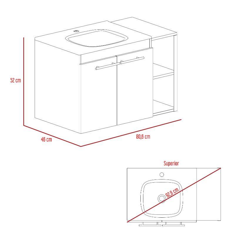 Mueble Lavamos Anney color Café claro para Baño.