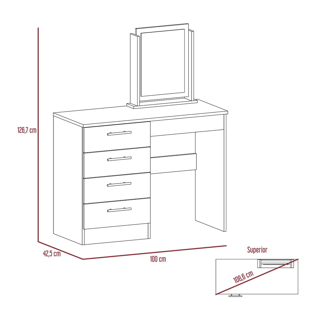 Mueble Tocador Wesley color Wengue y Miel para Habitación.