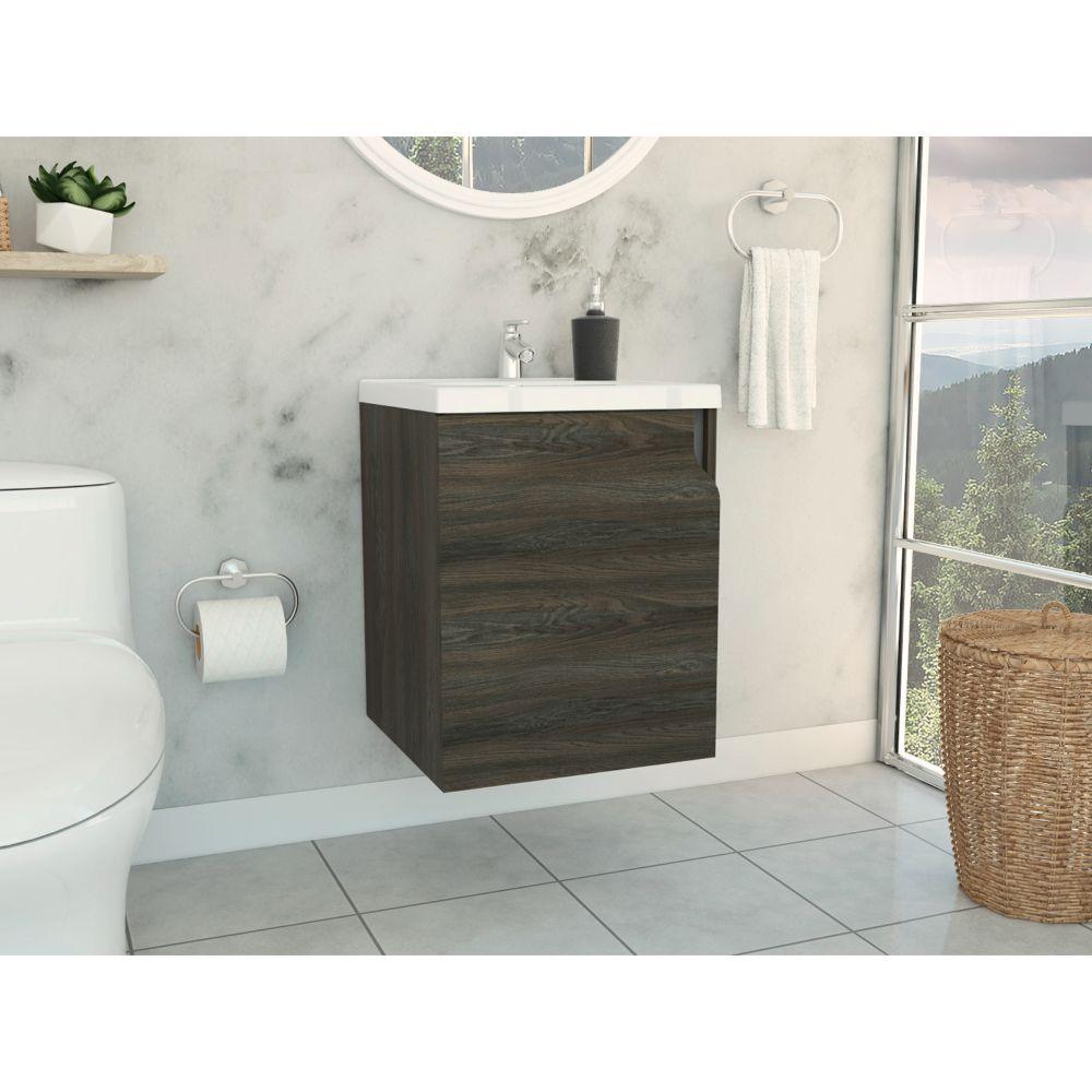 Muebles Lavamanos Elipse color Grafito y Plata Oscuro para Baño.