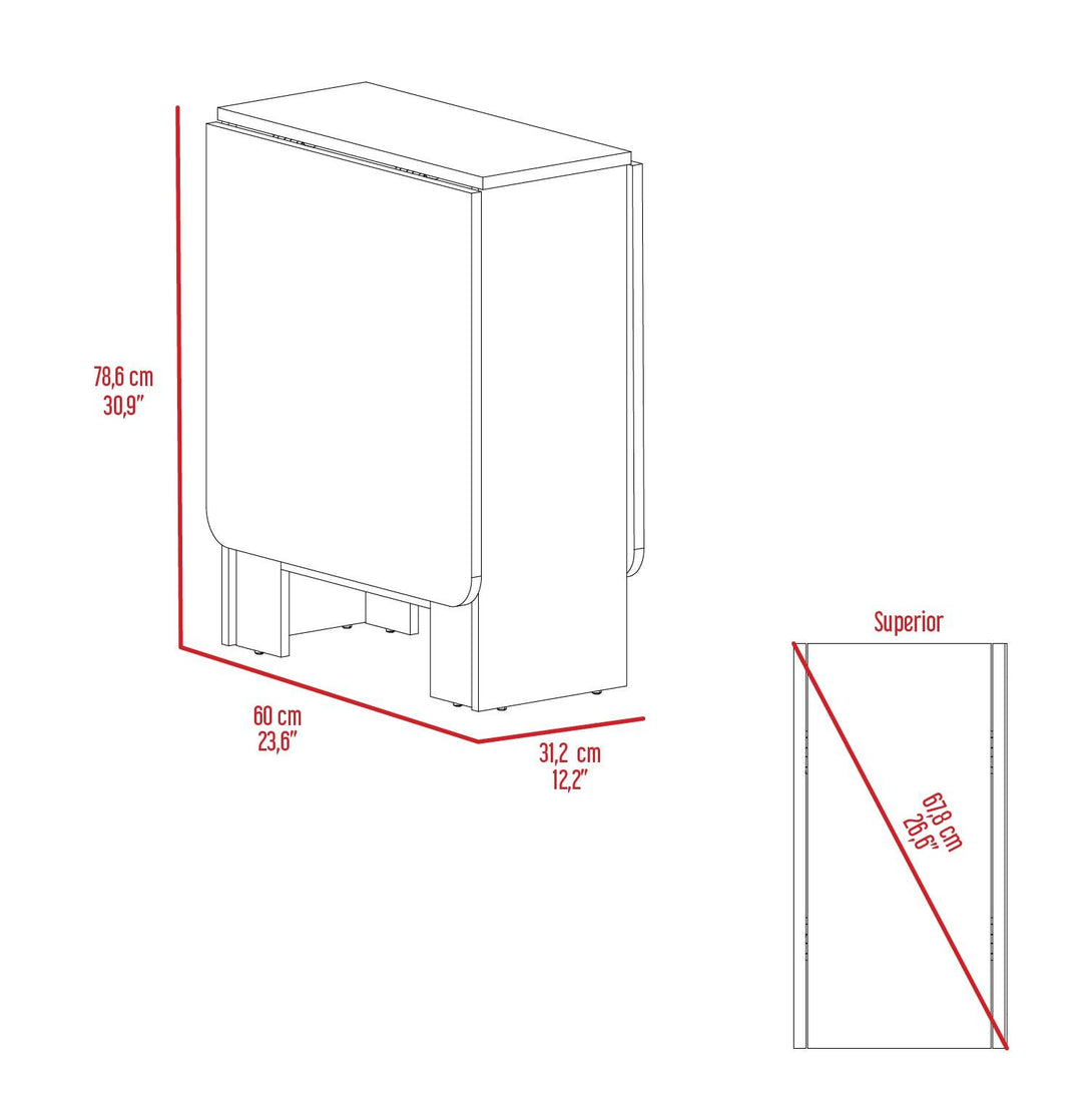 Mesa Auxiliar de Cocina Plegable Merida, Blanco y Macadamia, con Amplia Superficie - VIRTUAL MUEBLES