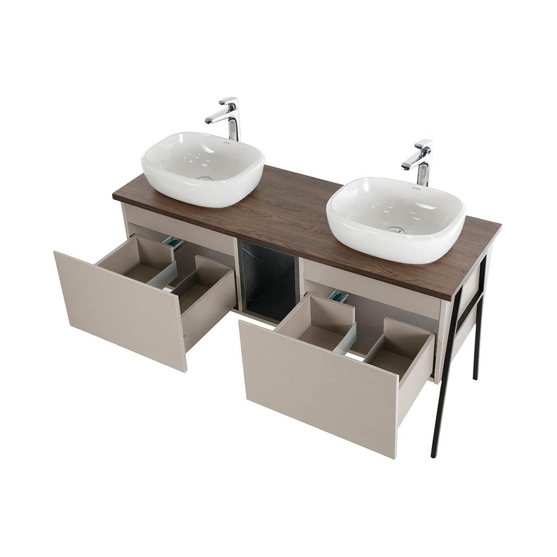 Mueble Lavamanos Rahim color Chocolate y Cocoa para Baño.