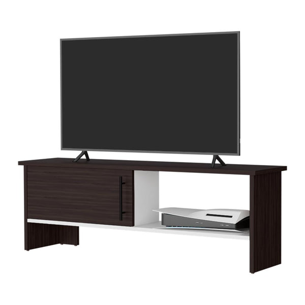 Mesa Para Tv Navi, Nogal Europeo y Blanco, Para Televisor Hasta 65 Pulgadas Con Puerta ZF