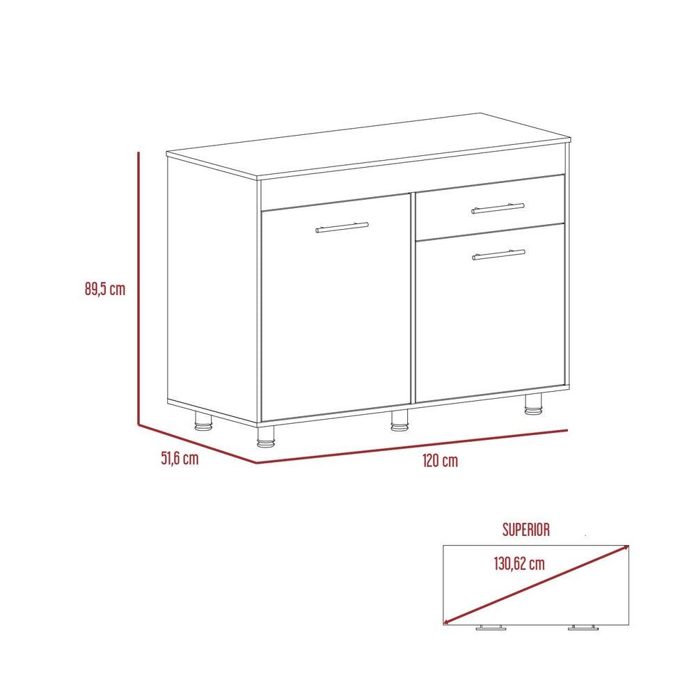 Gabinete Inferior Petra, Blanco y Café Claro, Sirve para Mesón Izquierdo y Derecho - VIRTUAL MUEBLES