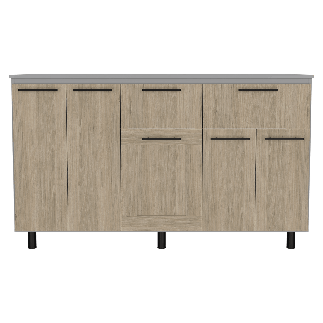 Gabinete Inferior Kazán, Beige y Gris, con Gran Capacidad de Almacenamiento - VIRTUAL MUEBLES