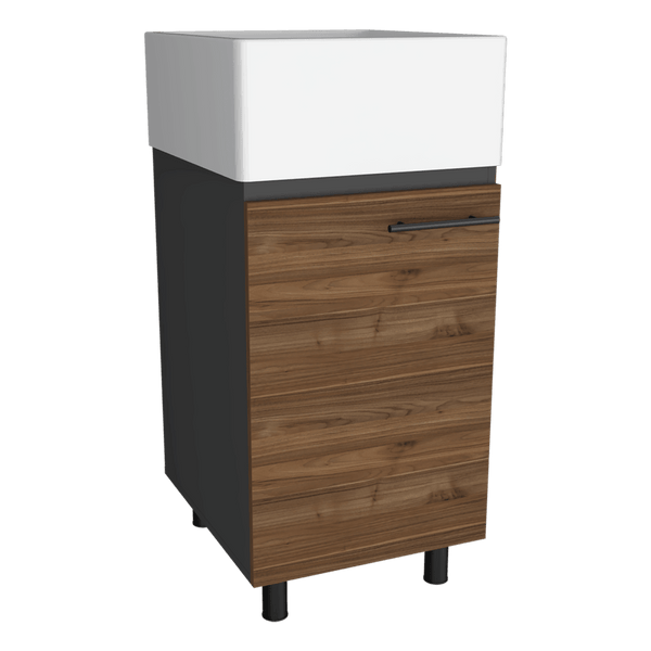 Mueble de Aseo Praga, Castaño y Plata Oscuro, con Puerta con Espacio Inferior Multiusos - VIRTUAL MUEBLES