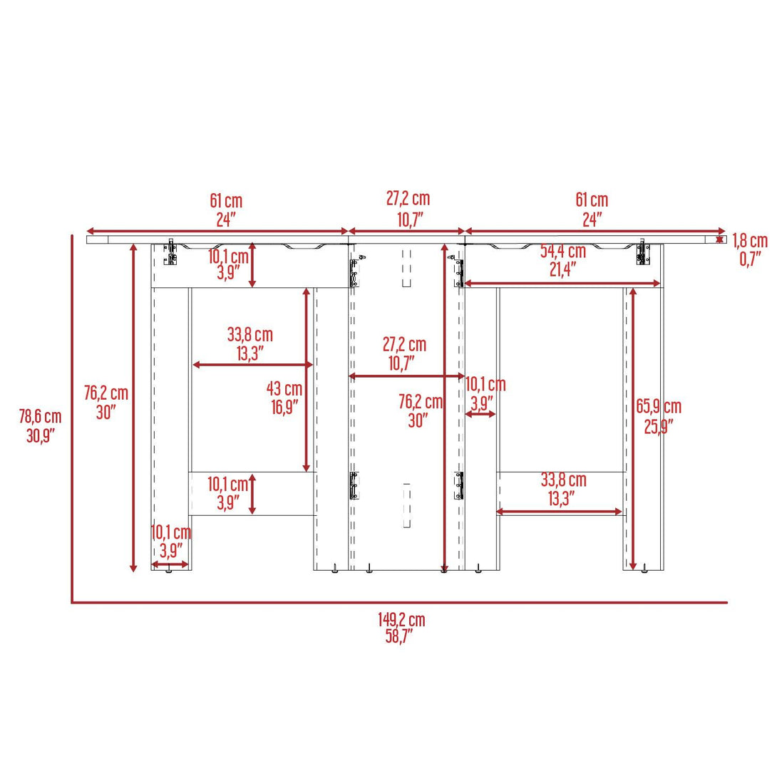 Mesa Auxiliar de Cocina Plegable Merida, Wengue y Macadamia, con Amplia Superficie - VIRTUAL MUEBLES