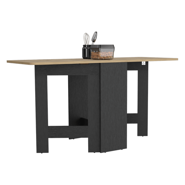 Mesa Auxiliar de Cocina Plegable Merida, Wengue y Macadamia, con Amplia Superficie - VIRTUAL MUEBLES