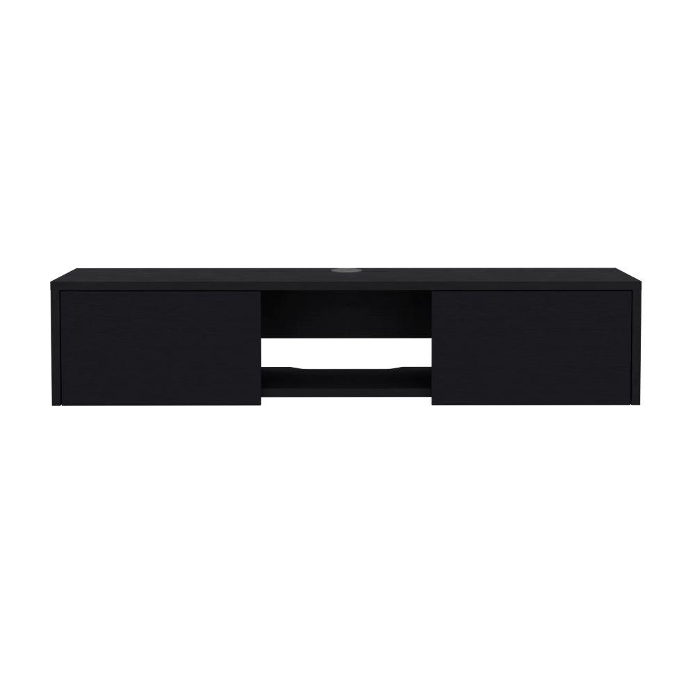 Mesa Para Tv Flotante Gleid, Wengue, con Dos Puertas Abatibles - VIRTUAL MUEBLES