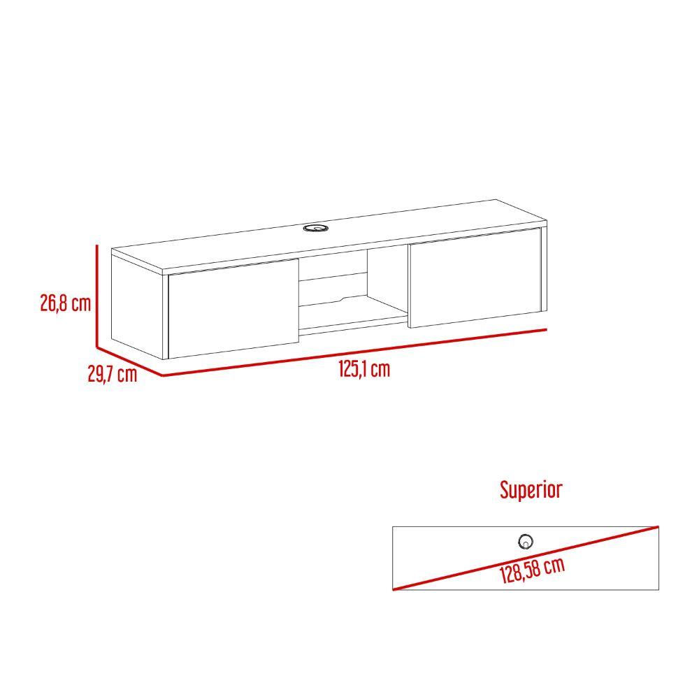 Mesa Para Tv Flotante Gleid, Wengue, con Dos Puertas Abatibles - VIRTUAL MUEBLES