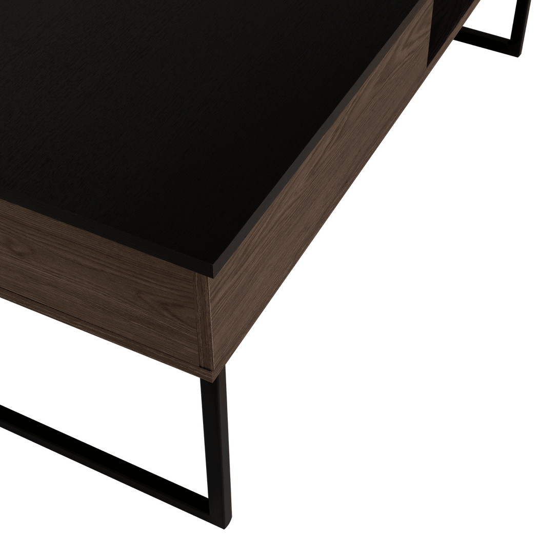 Mesa de Centro Salento, Chocolate y Wengue, con patas metálicas - VIRTUAL MUEBLES