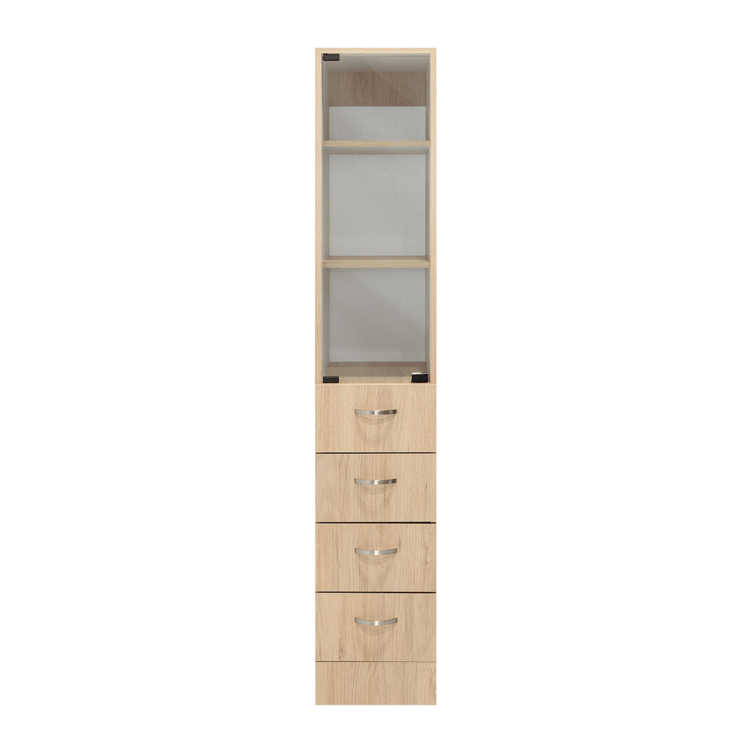 Mueble Auxiliar de Baño Picasso, Beige y Blanco, con Dos Entrepaños y Cuatro Cajones - VIRTUAL MUEBLES