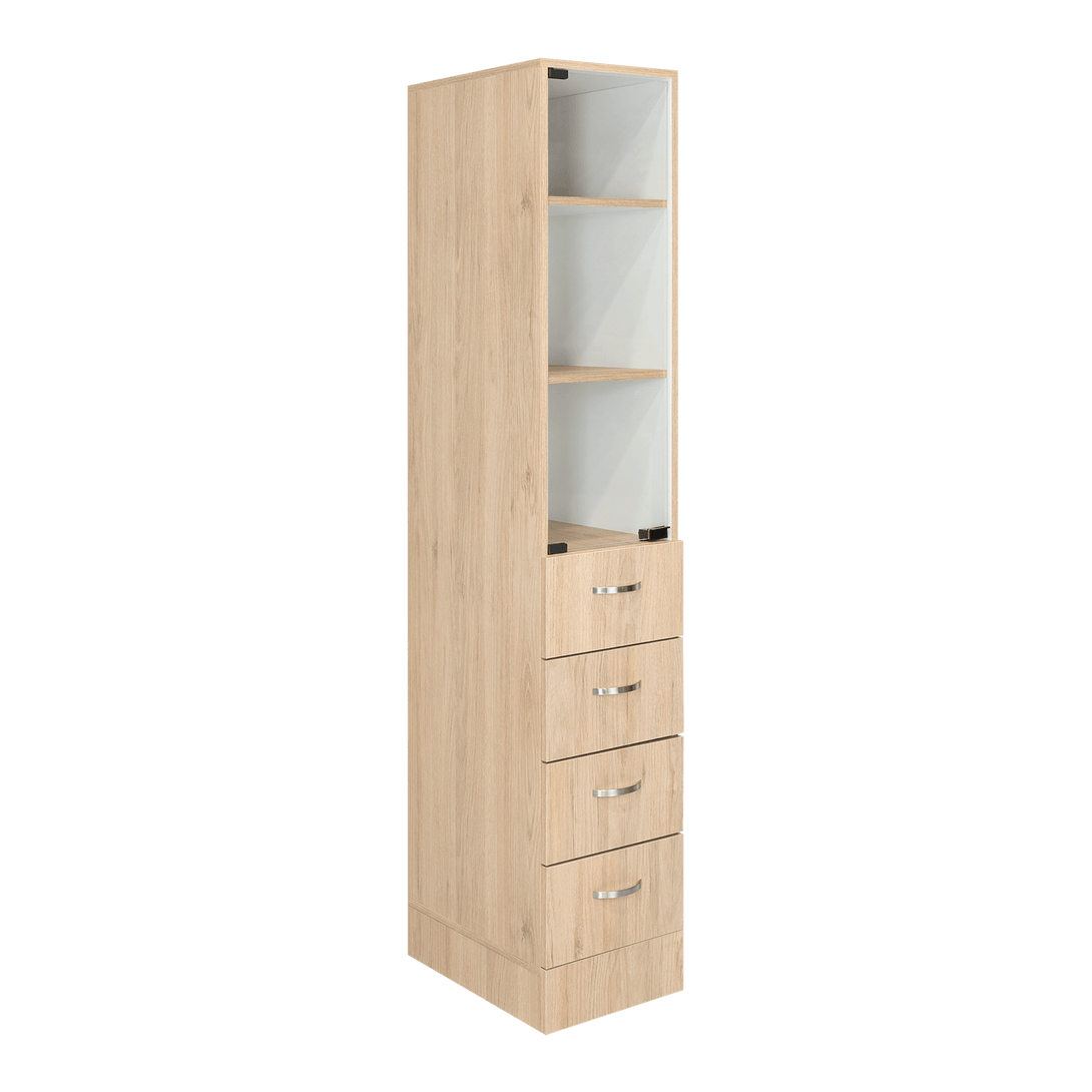 Mueble Auxiliar de Baño Picasso, Beige y Blanco, con Dos Entrepaños y Cuatro Cajones - VIRTUAL MUEBLES